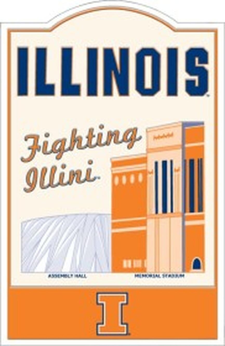 NCAA Illinois Retro Tin Sign Big Ten New Riddell Wall Bar Mancave Last One!!